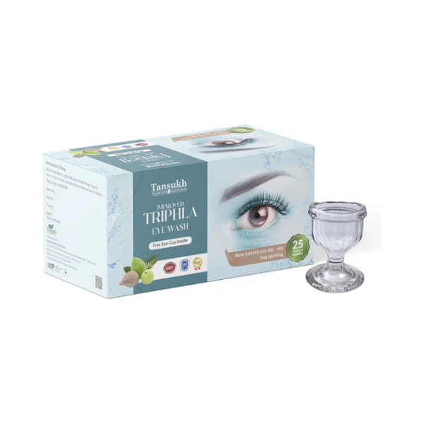 TANSUKH TRIPHALA EYE WASH WITH FREE EYE WASH CUP - PACK OF 2 (30 DIP BAGS EACH)